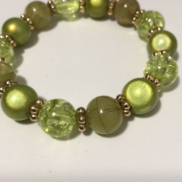 Charter Club Lime Green Beaded Bracelet - Picture 2 of 3
